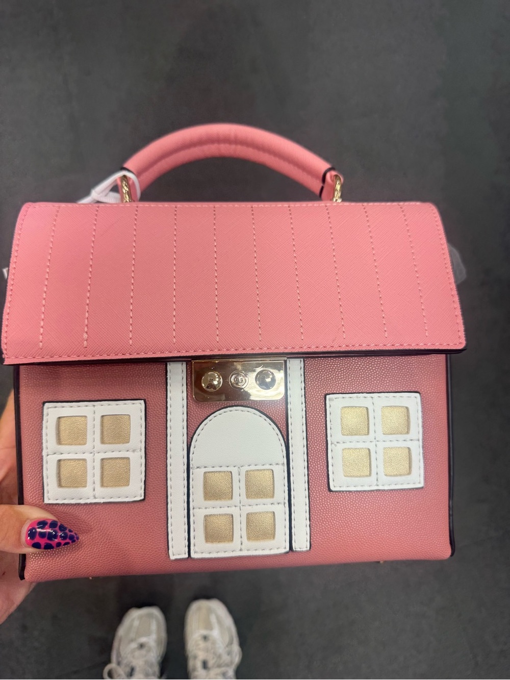 Pink House-Front Top-Handle Women's Bag